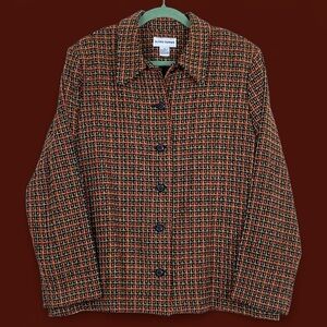Vtg Alfred Dunner Grid Patterned Button-Up Jacket